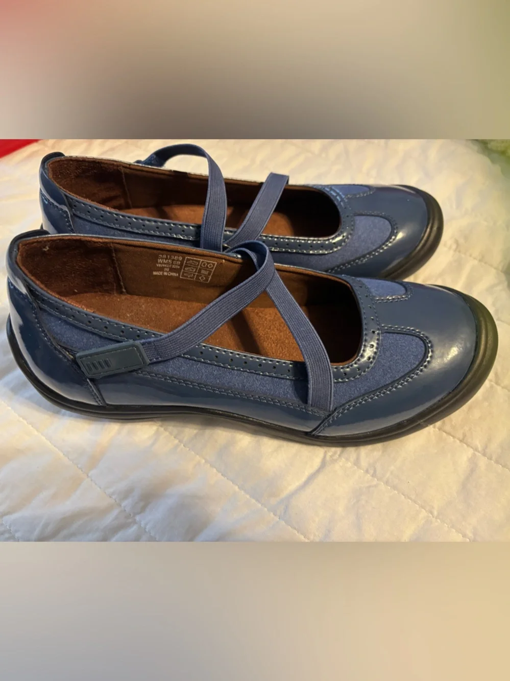 Lands End Mary Jane Blue Comfort Dress Shoe Size 6B‎ New!